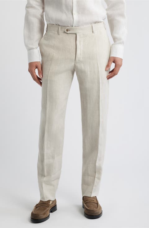 Siena Regular Fit Flat Front Linen Suit Pants