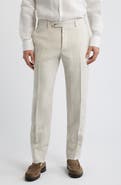 Canali Siena Regular Fit Flat Front Linen Suit Pants