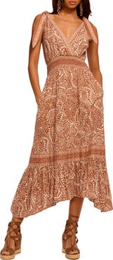 Ramy Brook Mariam Tie Strap Handkerchief Hem Maxi Dress