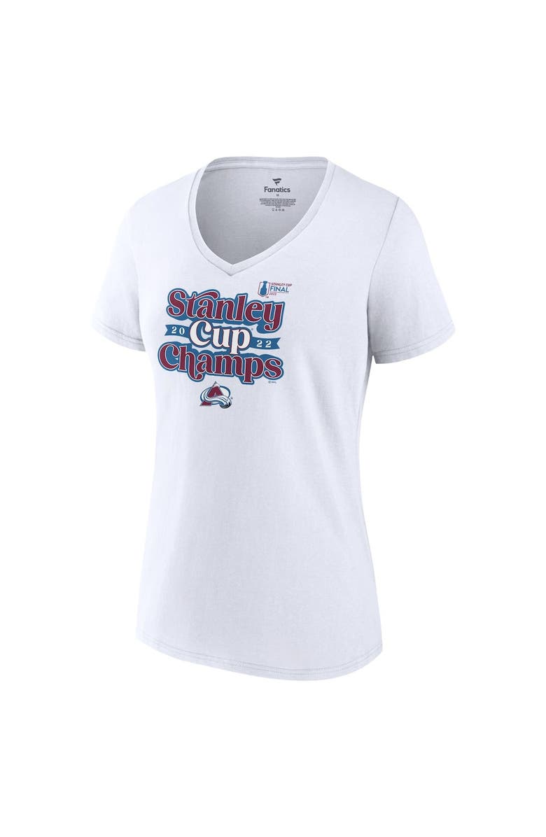 FANATICS Women's Fanatics Branded White Colorado Avalanche 2022 Stanley Cup Champions Saucer Pass V-Neck T-Shirt, Alternate, color, 