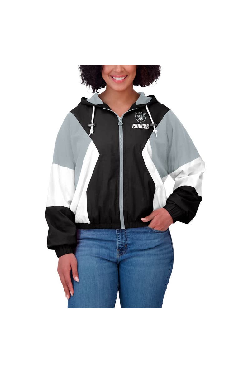WEAR by Erin Andrews Women's WEAR by Erin Andrews Black Las Vegas Raiders Color Block Full-Zip Windbreaker Jacket, Alternate, color, Black