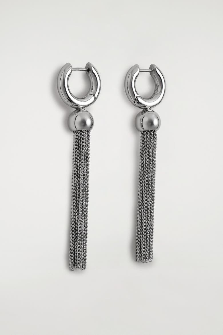 Tasselled Earrings, Alternate, color, SILVER