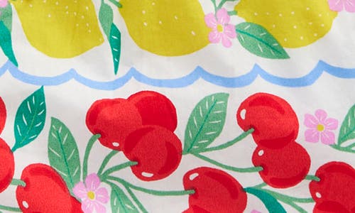 Shop Mini Boden Kids' Juniper Fruit Print Ruffle Cotton Hem Shorts In Rainbow Fruit Stripe
