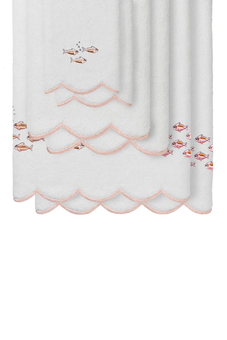 6-Piece Fish School Turkish Cotton Towel Set, Alternate, color, WHITE/ PINK
