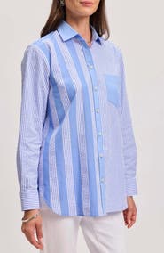 Foxcroft Mix Stripe Boyfriend Shirt