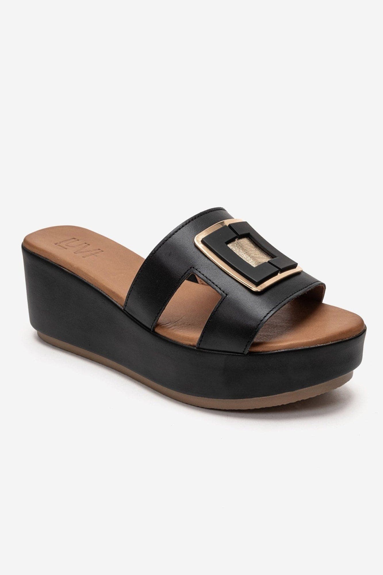 Hiola Leather Platform Sandal, Alternate, color, Black