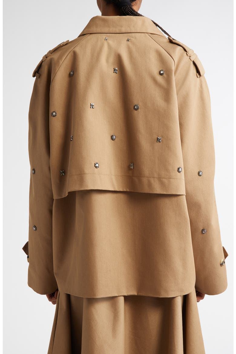 Crystal Embellished Oversize Trench Jacket, Alternate, color, KHAKI BEIGE