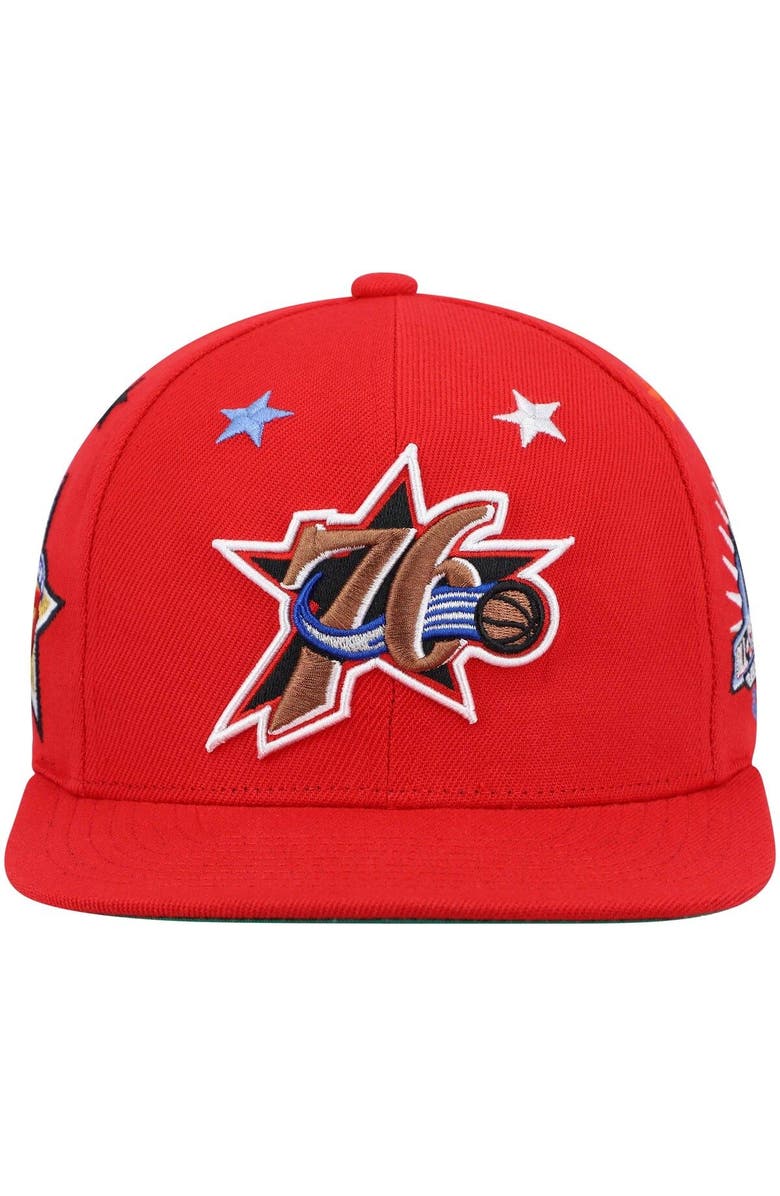 Mitchell & Ness Men's Mitchell & Ness Red Philadelphia 76ers Hardwood Classics 1997 NBA All-Star Weekend Top Star Snapback Hat, Alternate, color, 