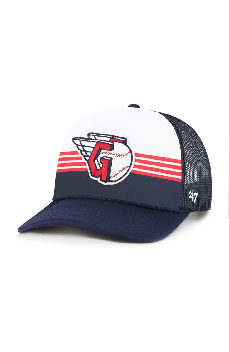 '47 Men's '47 Navy Cleveland Guardians Lift Off Foam Front Mesh Trucker Adjustable Hat, Main, color, Navy