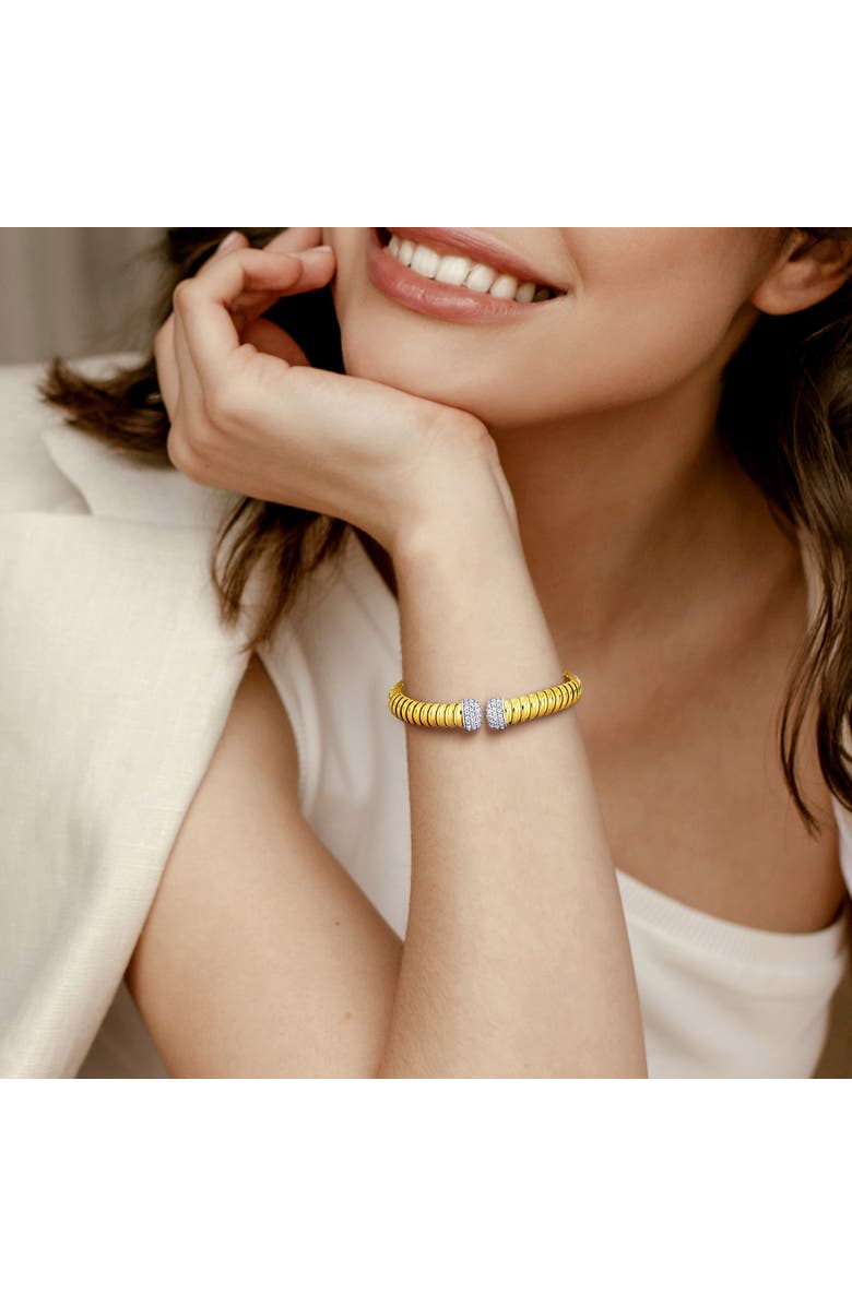 Julianna B. Cubic Zirconia Omega Open Bangle Two-Tone, Alternate, color, Yellow-Plated