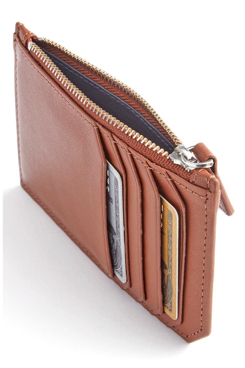 Zip Leather Card Case, Alternate, color, TAN