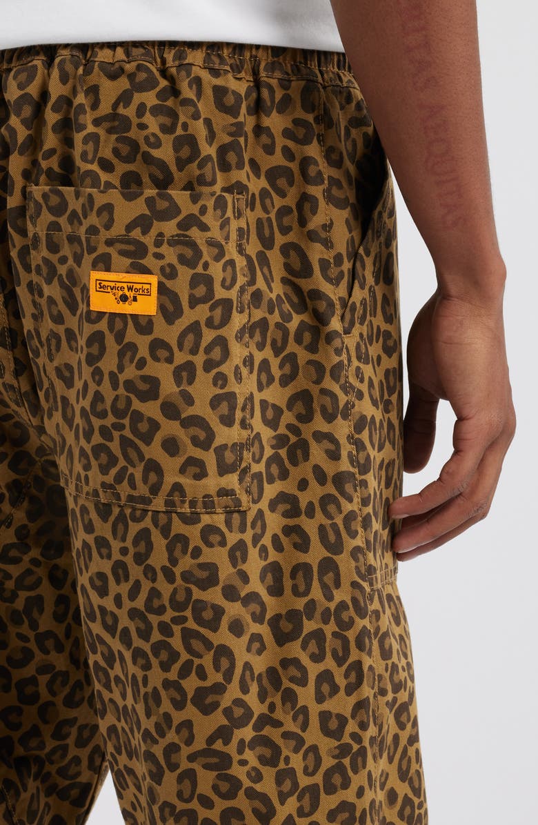 Service Works Leopard Print Cotton Canvas Chef Pants, Alternate, color, Brown