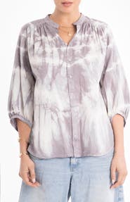 ocean+main Tie Dye Cotton Poplin Peasant Top