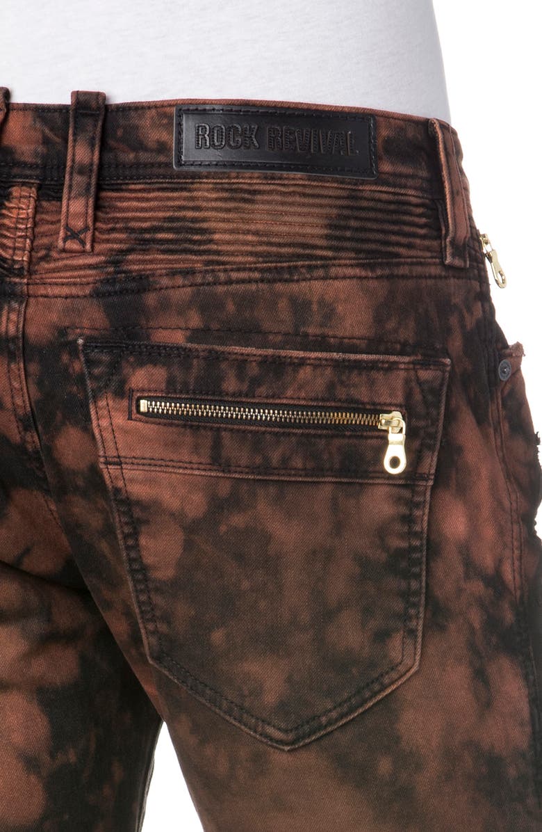 Rock Revival Towel Bleach Moto Skinny Jeans, Alternate, color,