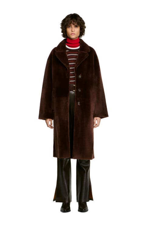 Belted Shearling Coat