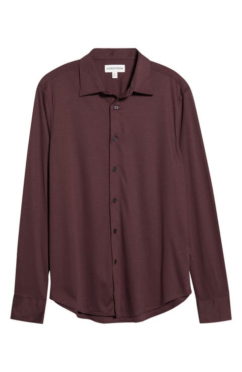 Tiller Lux Cotton Knit Button-Up Shirt