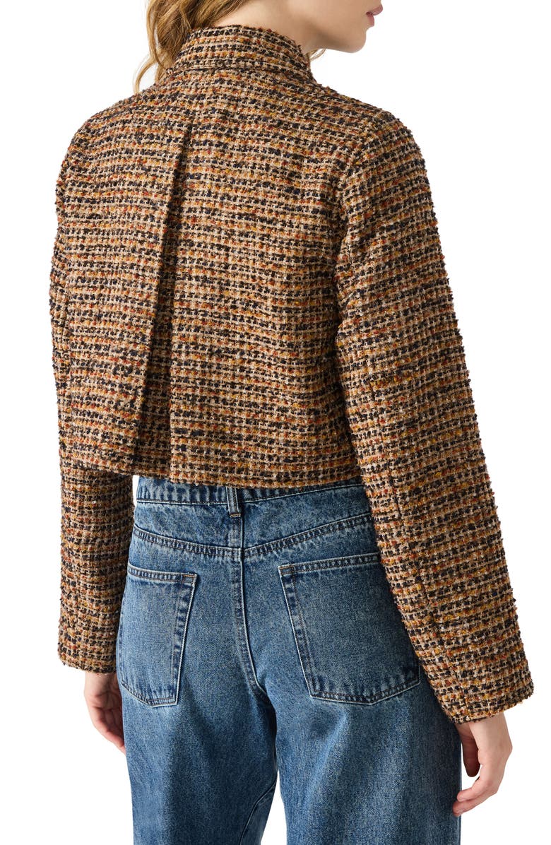 Steve Madden Avie Tweed Jacket, Alternate, color, Brown Plaid Mix