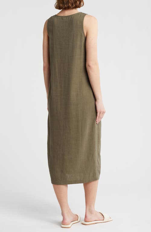 Shop Melrose And Market Button Front Midi Dress In Olive Kalamata