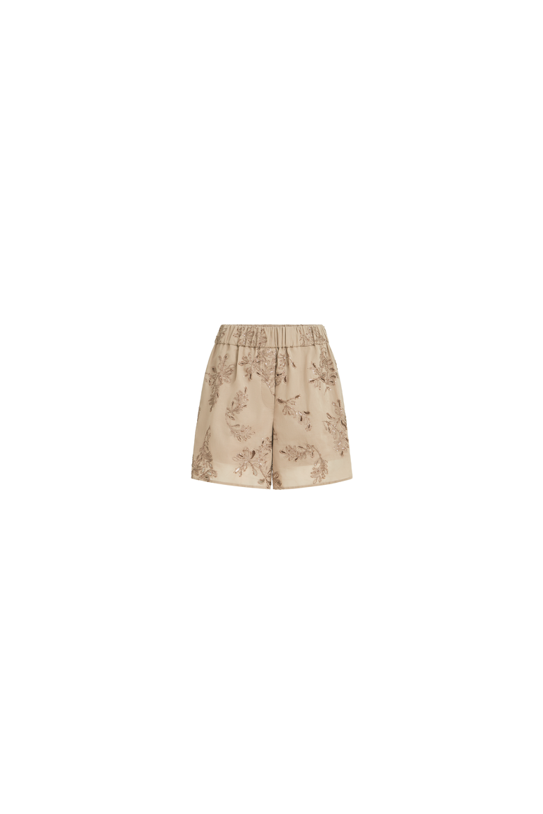 Cotton organza shorts with dazzling broderie anglaise, Alternate, color, Cappuccino