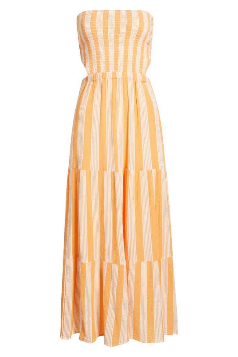 Premium Surf Stripe Tiered Cotton Maxi Dress, Alternate, color, MANGO
