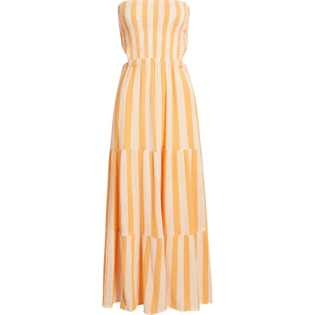 RIP CURL RIP CURL PREMIUM SURF STRIPE STRAPLESS TIERED COTTON MAXI DRESS