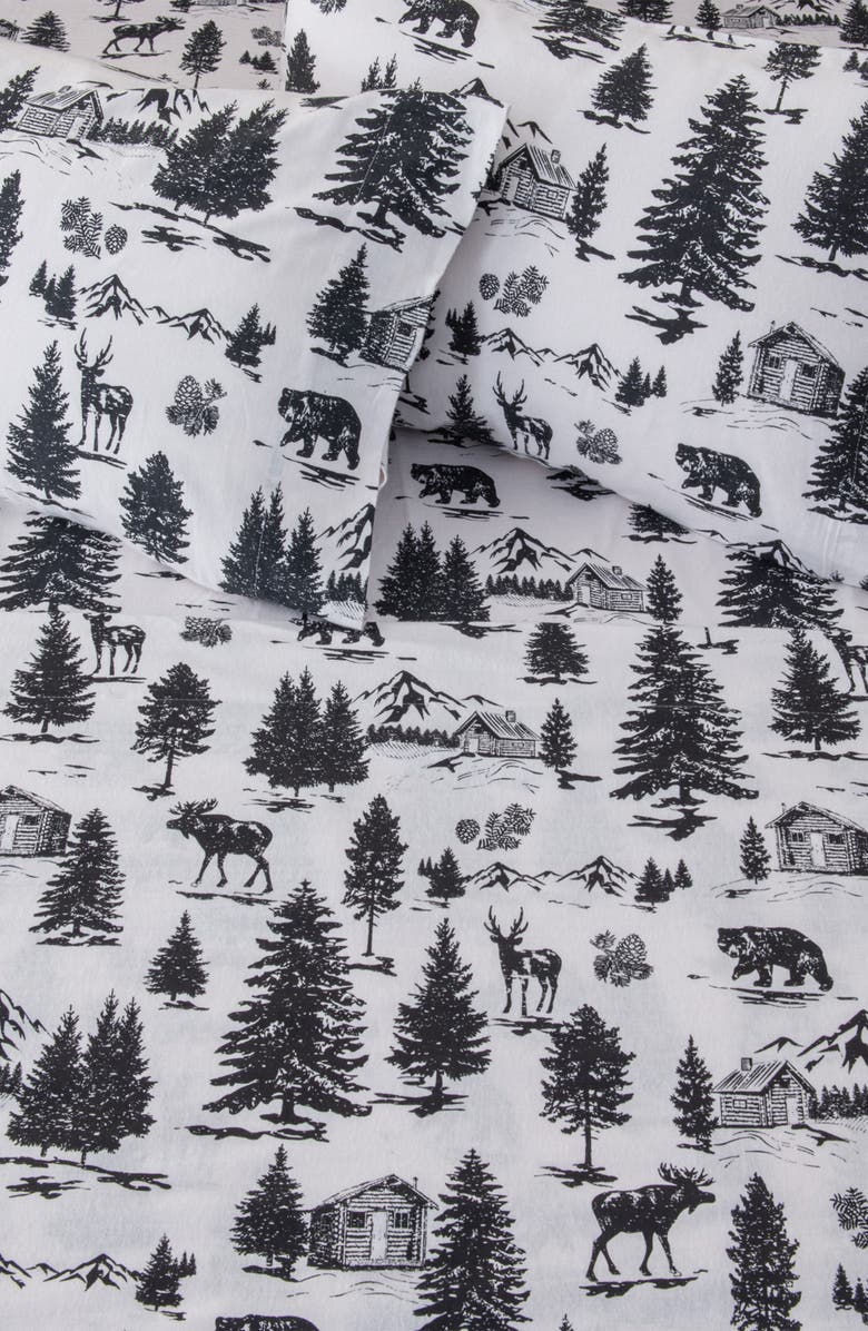 Woven & Weft Turkish Cotton Holiday Print Sheet Set, Alternate, color, December Frost