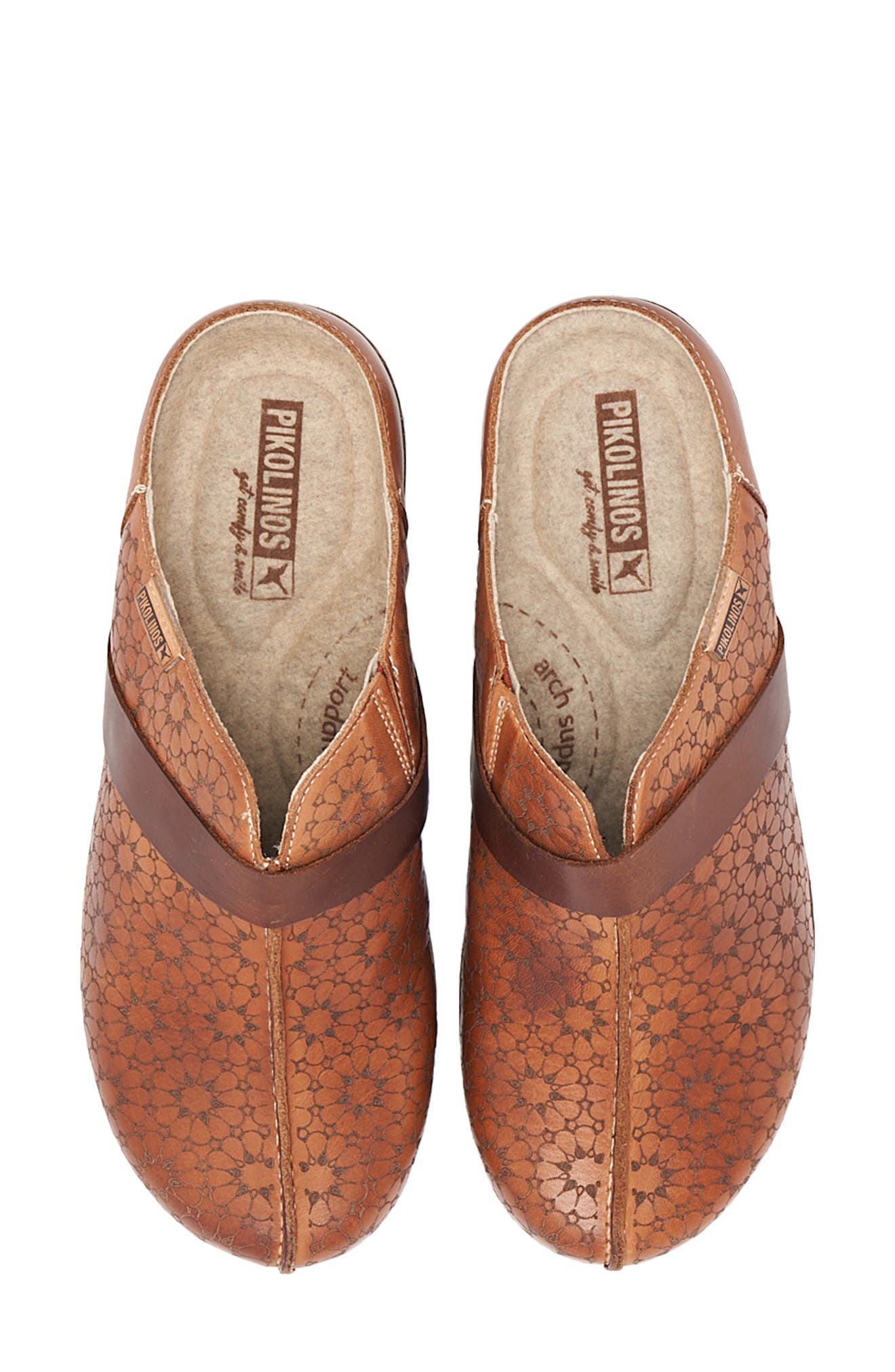 PIKOLINOS Granada Floral Embossed Clog, Alternate, color, Brandy