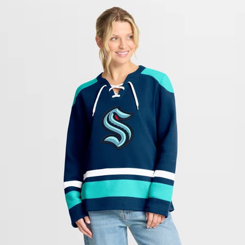 Women's Fanatics  Deep Sea Blue Seattle Kraken Icing Long Sleeve Lace Up Sweatshirt