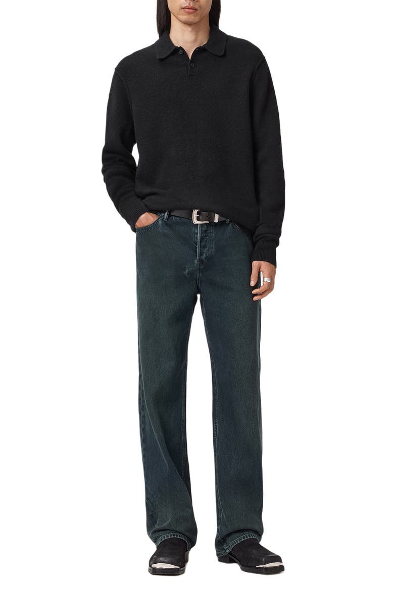 Patern Long Sleeve Polo, Alternate, color, BLACK