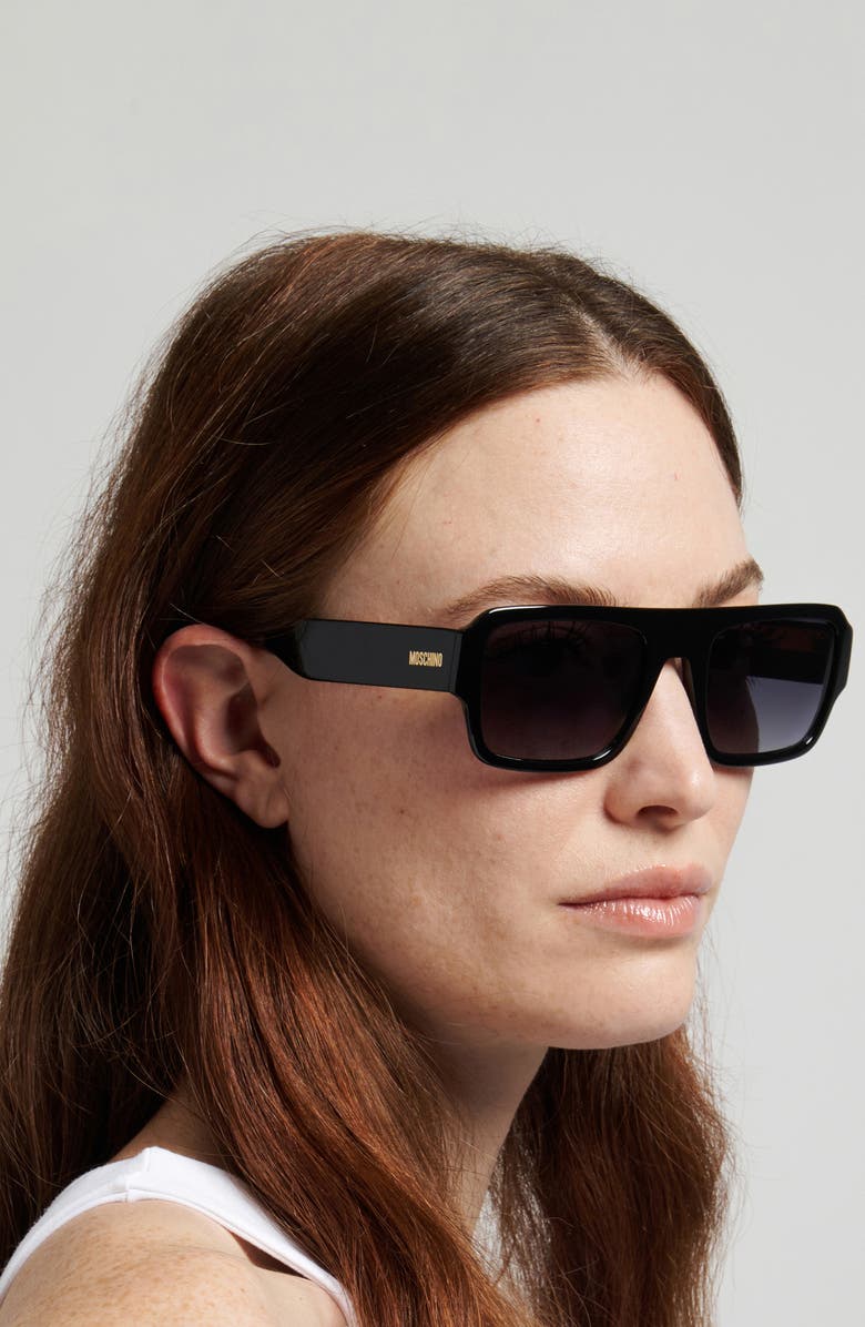 Moschino 54mm Gradient Flat Top Sunglasses, Alternate, color, Black/ Dark Grey Sf