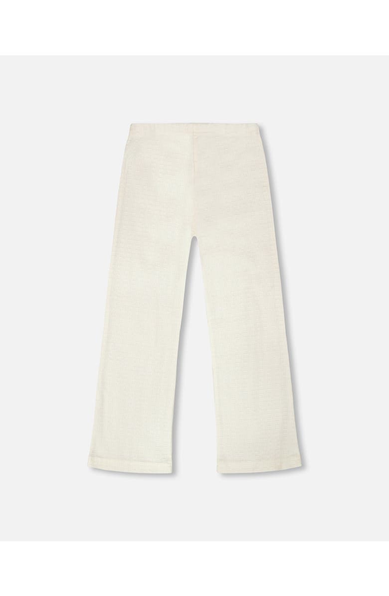 Deux par Deux Crinkle Jersey Flared Bottom Leggings, Alternate, color, Off-White