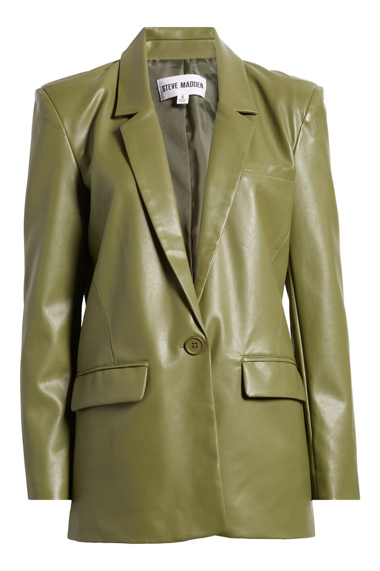 Audrey Faux Leather Blazer, Alternate, color, WINTER MOSS