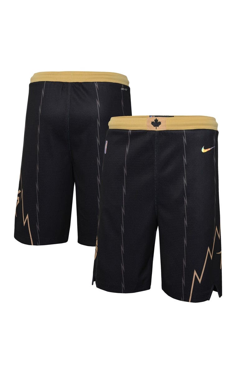 Nike Youth Nike Black Toronto Raptors 2021/22 City Edition Courtside Swingman Shorts, Main, color,