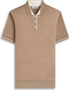 Bugatchi Tipped Merino Wool & Silk Polo Sweater