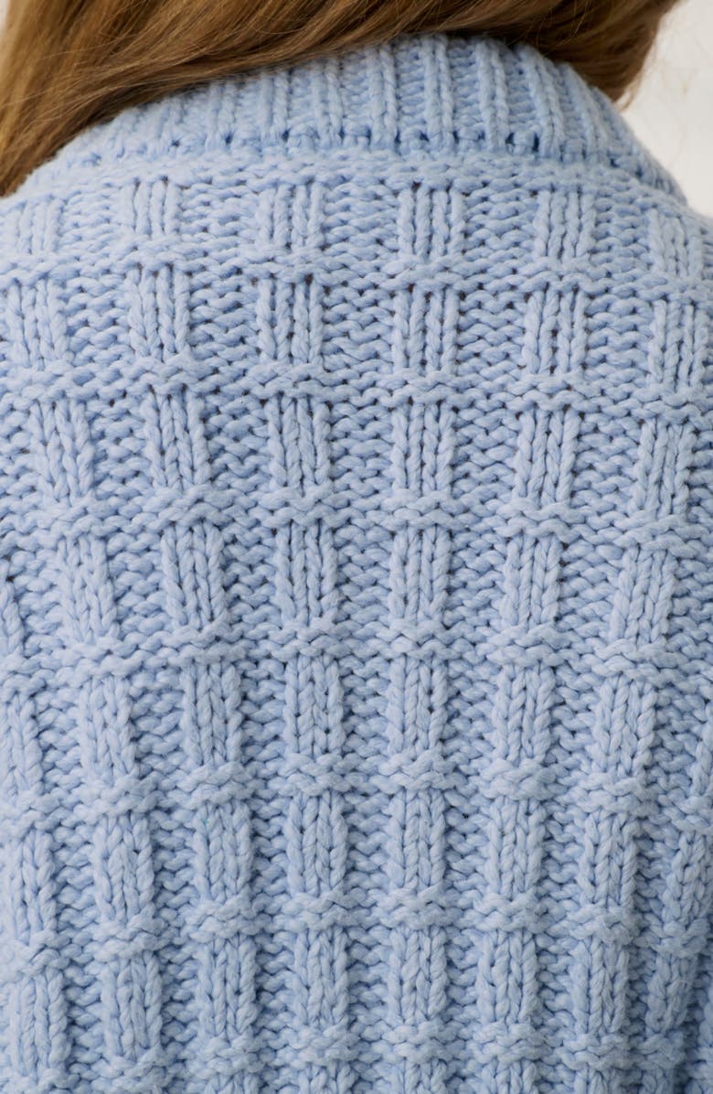 Lunya Cloud Cotton Basket Stitch Cardigan, Alternate, color, Whisper Blue