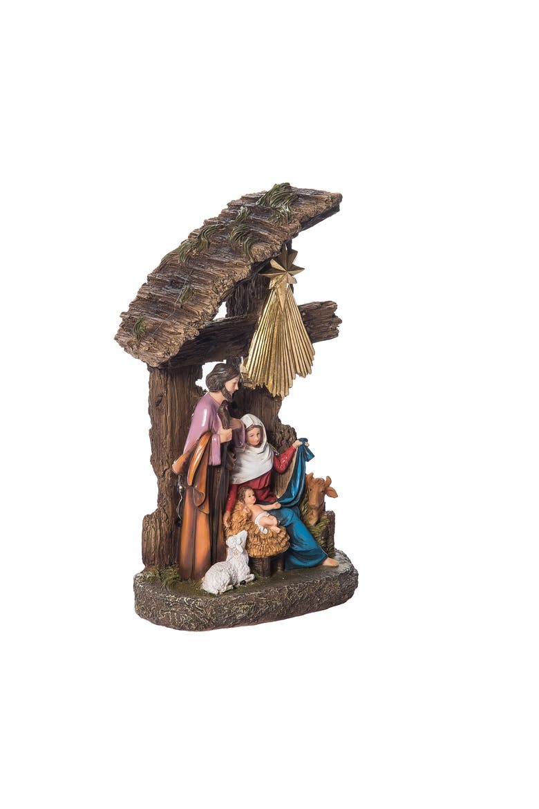 Light Up Holiday Manger Nativity Scene Figurine Multicolor, Alternate, color, Multicolored