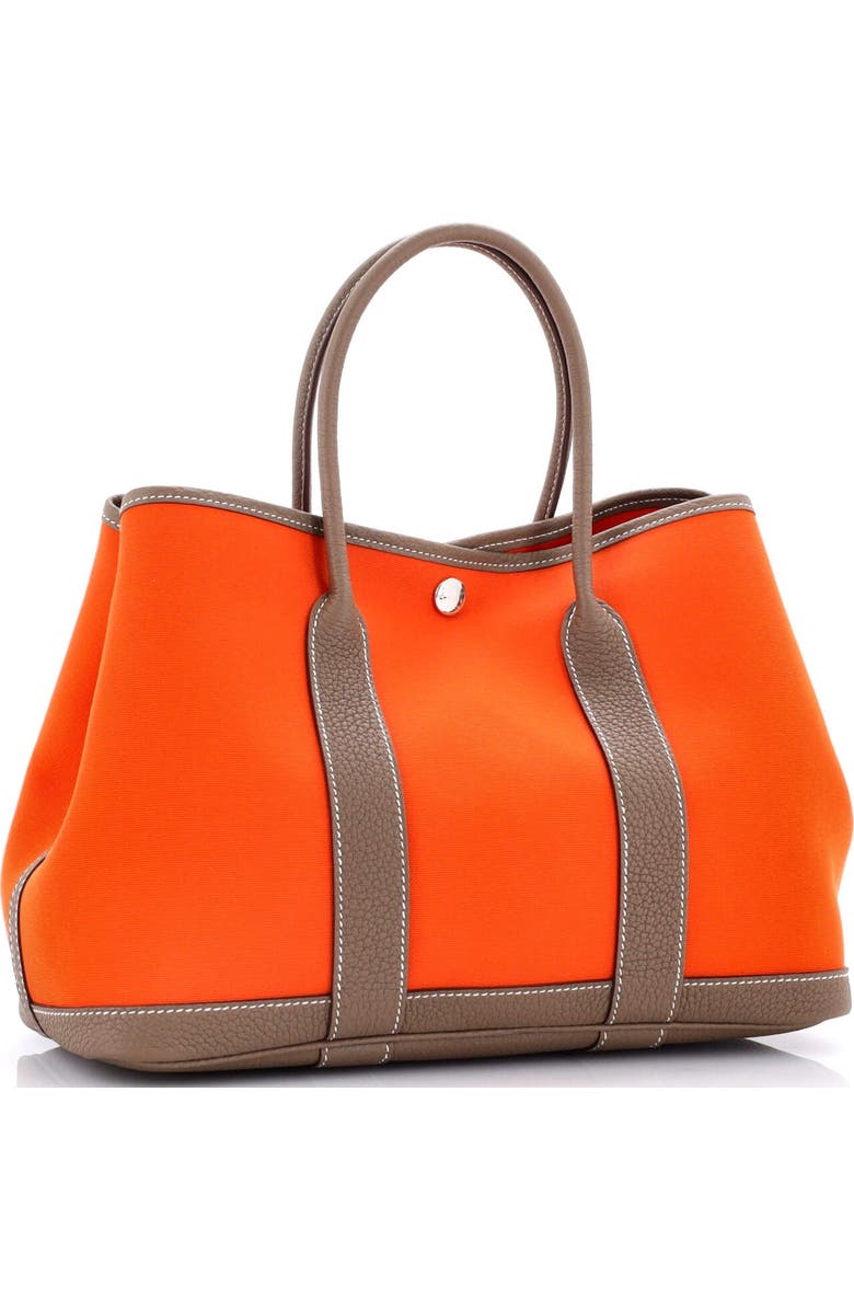 Pre-Owned Hermes Garden Party Tote Toile and Leather 30, Alternate, color, Orange Minium