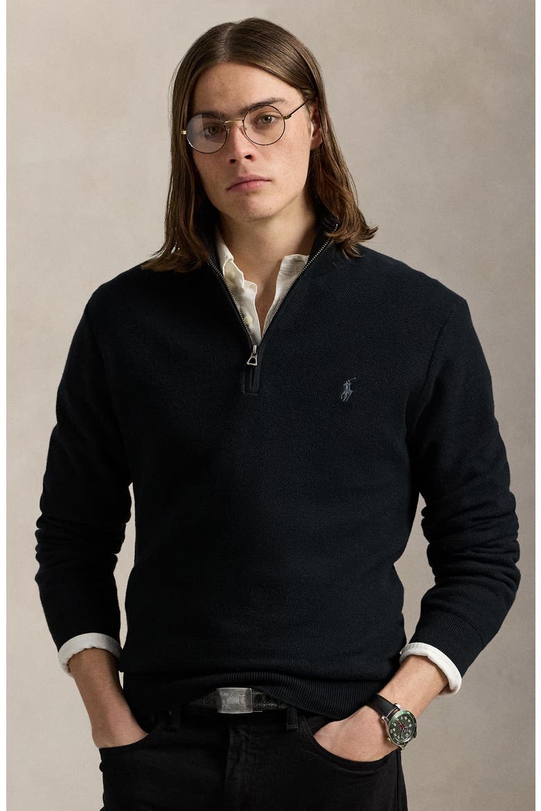 Solid Cotton Piqué Quarter Zip Sweater (Men) | Nordstrom