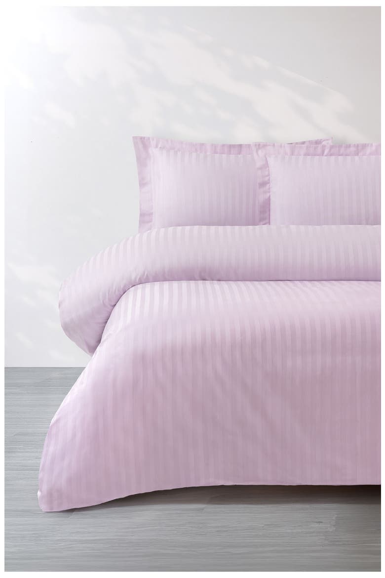 Sateen Stripe 3-Piece Duvet Set, Alternate, color, LILAC
