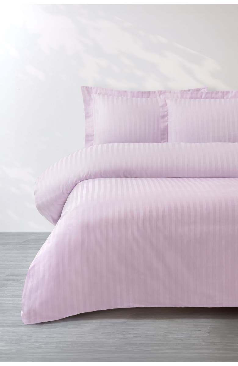 Brooks Brothers Sateen Stripe 3-Piece Duvet Set, Alternate, color, Lilac