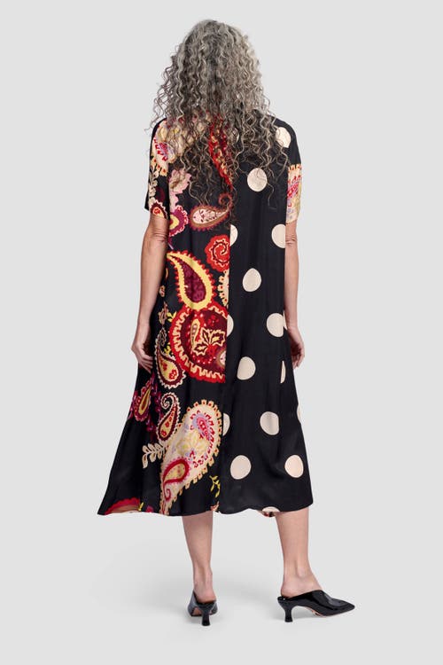 ALEMBIKA ALEMBIKA FIESTA MIXED PRINT V-NECK MIDI DRESS 