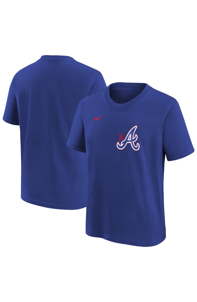 Nike Youth Nike  Royal Atlanta Braves City Connect Wordmark T-Shirt, Main, color, 