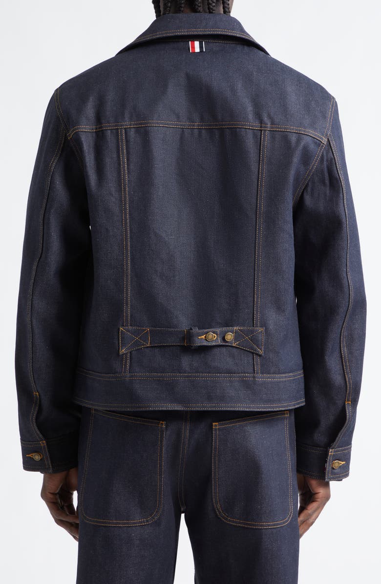 Thom Browne Selvedge Denim Backstrap Utility Jacket, Alternate, color, Navy