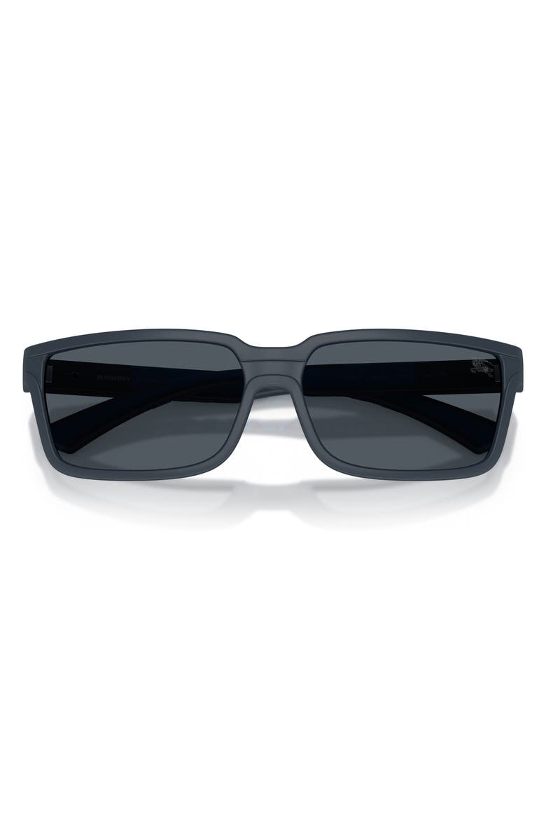 Burberry 61mm Rectangle Sunglasses, Alternate, color, Matte Blue / Dark Grey