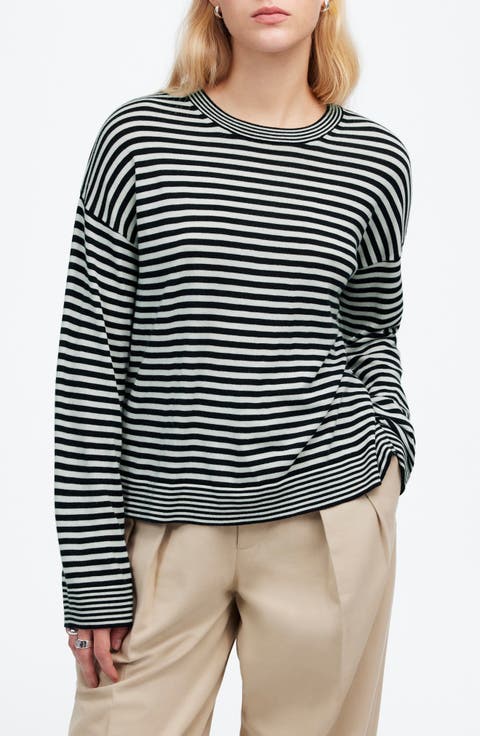 Stripe Merino Wool & Silk Crewneck Sweater