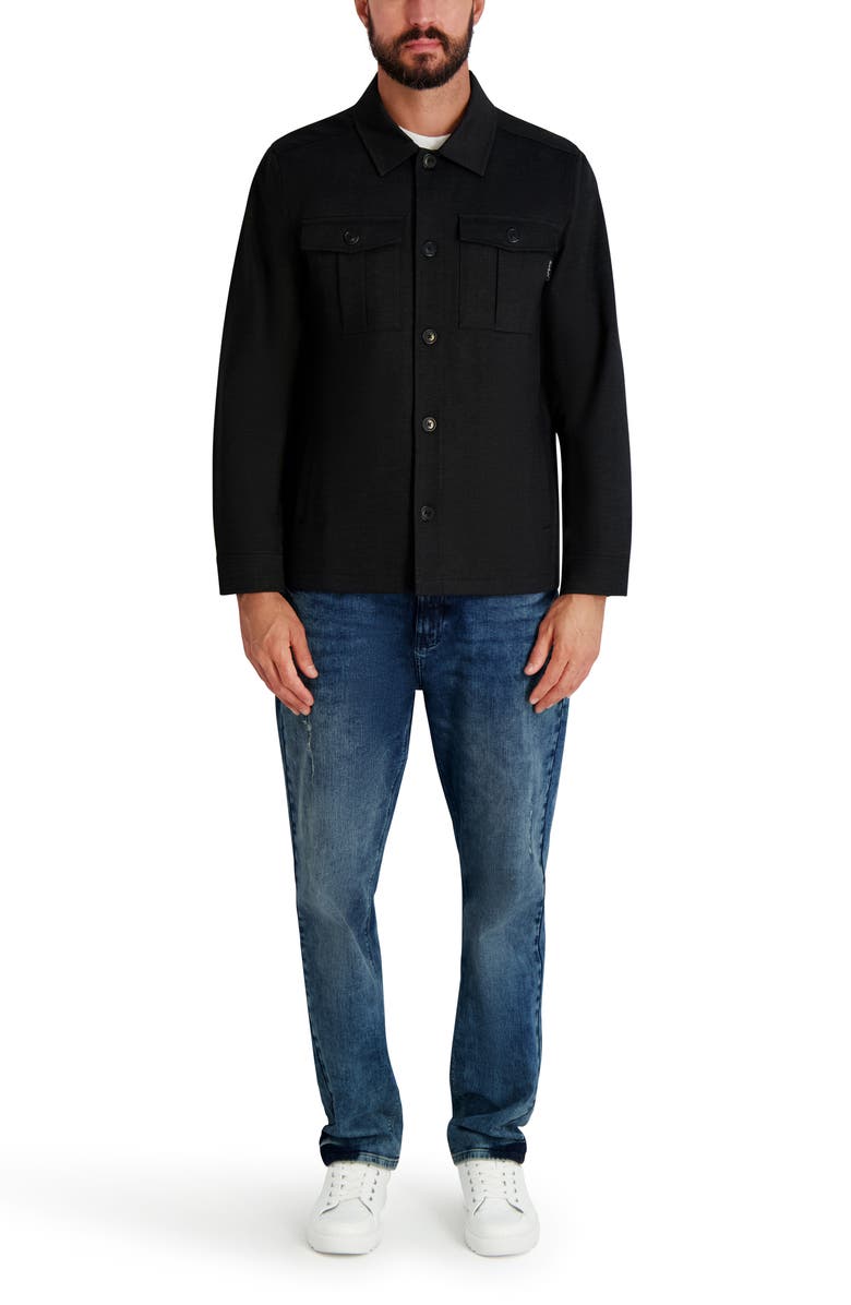 KARL LAGERFELD PARIS Chest Pocket Shirt Jacket, Alternate, color, Grey Black
