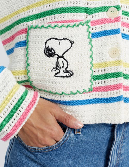 Chinti & Parker X Snoopy Peanuts Vacation Cardigan In Cream