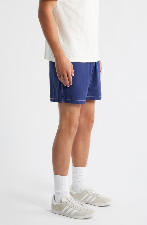 Brooklyn Industries Elastic Waist Cotton & Nylon Shorts In Blue