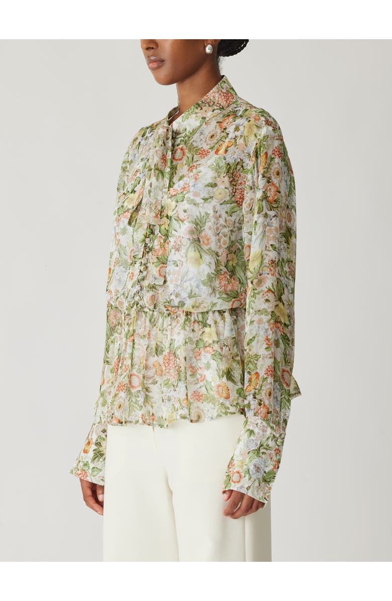Rebecca Taylor All Over Floral On Viscose Chiffon Tie Front Blouse, Alternate, color, Floral Multi