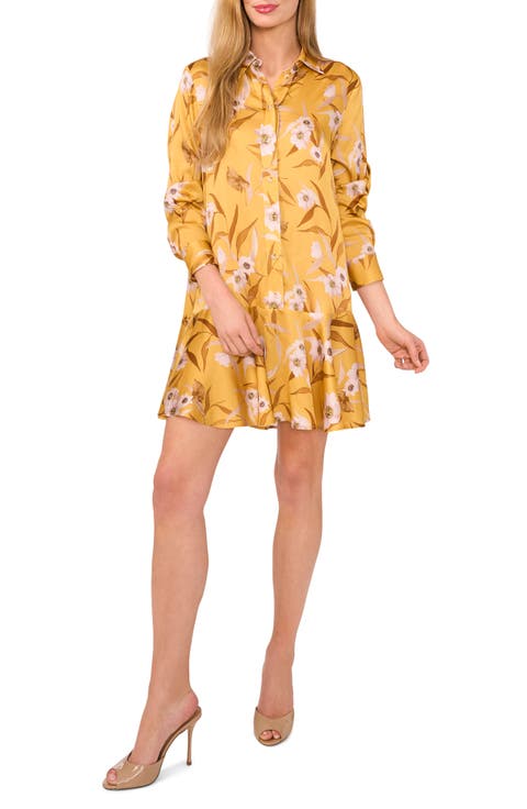 Floral Long Sleeve Mini Shirtdress